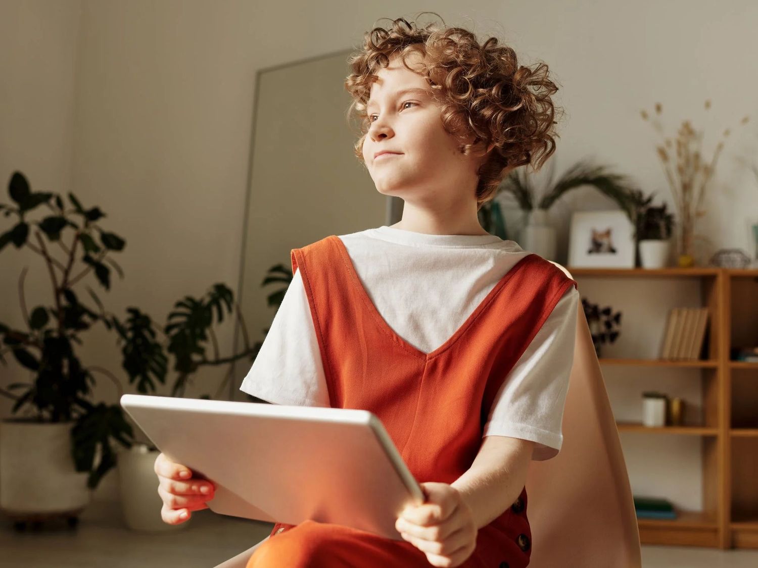 A child learning independently on a tablet