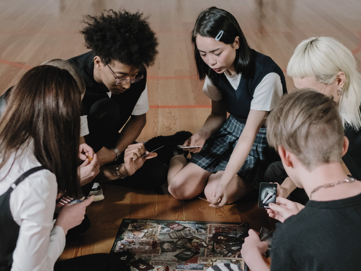 Students playing games at school