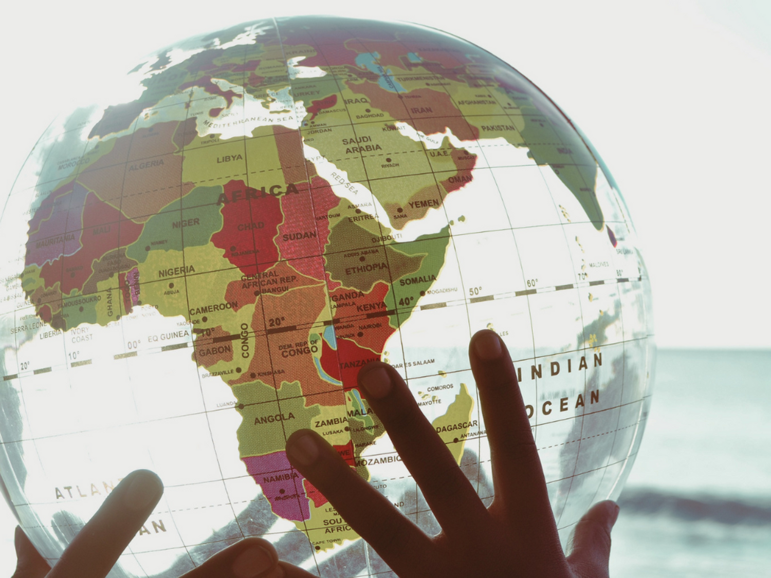 Hands holding a globe