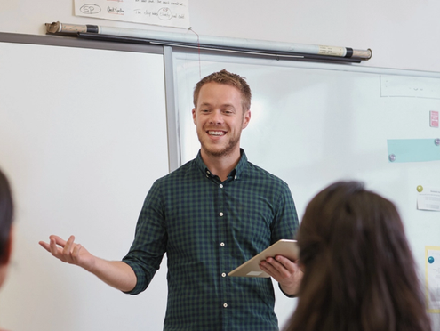 A teacher giving vocabulary instruction in the classroom